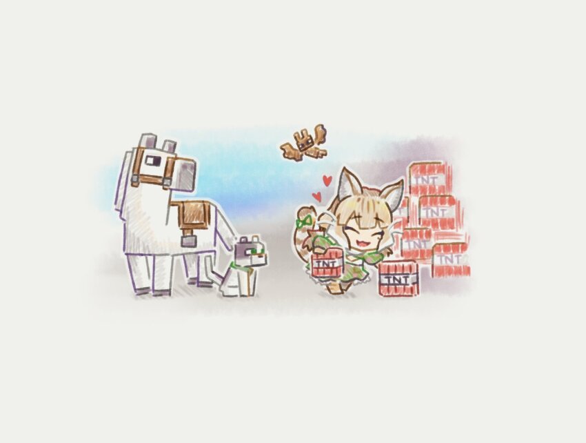 1girl, animal, animal_ear_fluff, animal_ears, bat_(animal), bat_(minecraft), cat, cat_(minecraft)