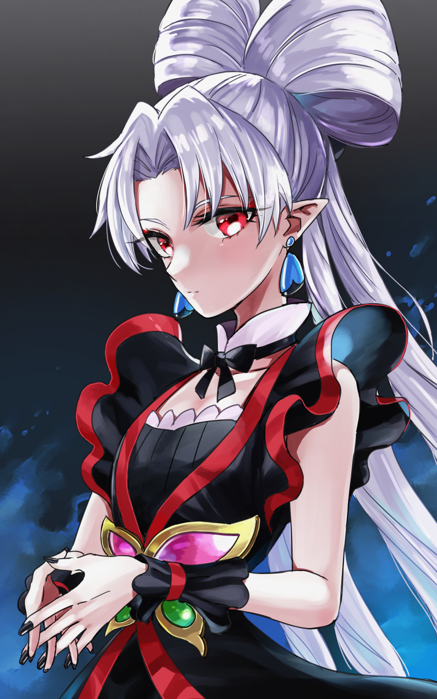 1girl, absurdres, akagi_towa, albino, black_background, blue_flames, breasts, bug