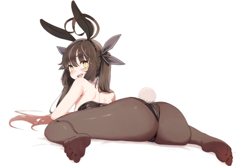 1girl, alternate_costume, antenna_hair, backless_leotard, blush, breasts, cleavage, detached_collar