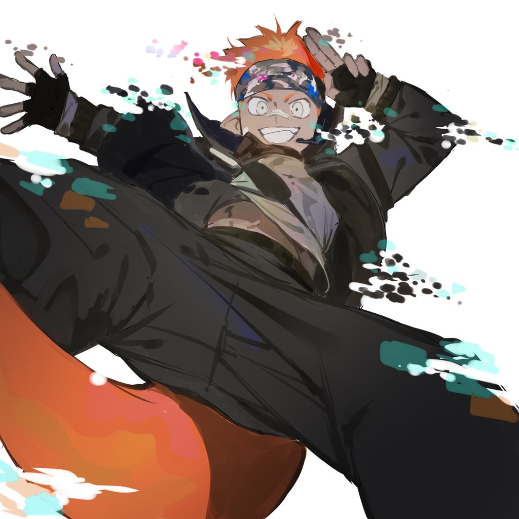 1boy, arknights, black_gloves, black_jacket, black_pants, dark-skinned_male, dark_skin, ethan_(arknights)