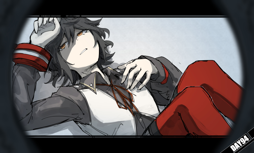 1boy, black_shirt, black_shorts, god_eater, highres, kankan33333, letterboxed, long_sleeves