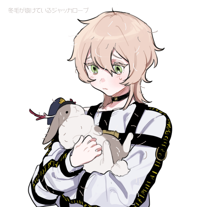 1boy, 1girl, black_choker, blush, choker, closed_mouth, green_eyes, hat