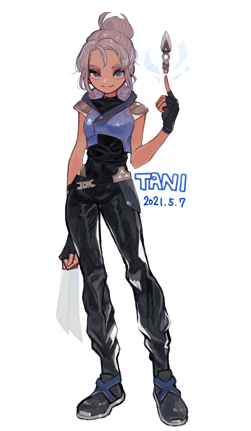 1girl, 3bai_kaiouken, absurdres, animification, black_bodysuit, black_footwear, black_gloves, blue_eyes