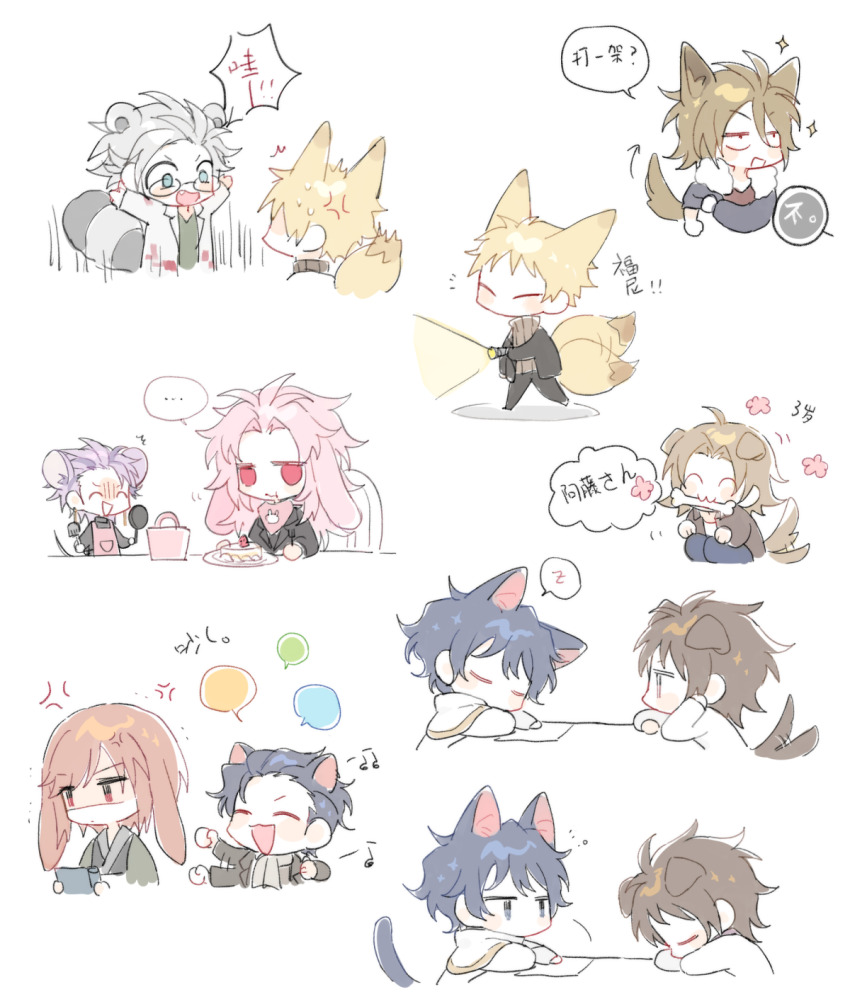 ..., 6+boys, :3, ^^^, anger_vein, angry, animal_ears, apron