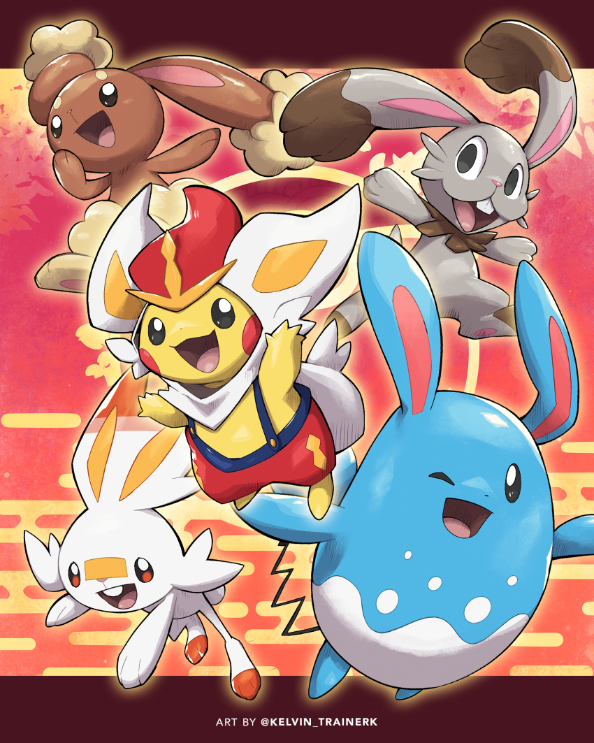 :d, ;d, absurdres, azumarill, black_eyes, bright_pupils, buneary, bunnelby