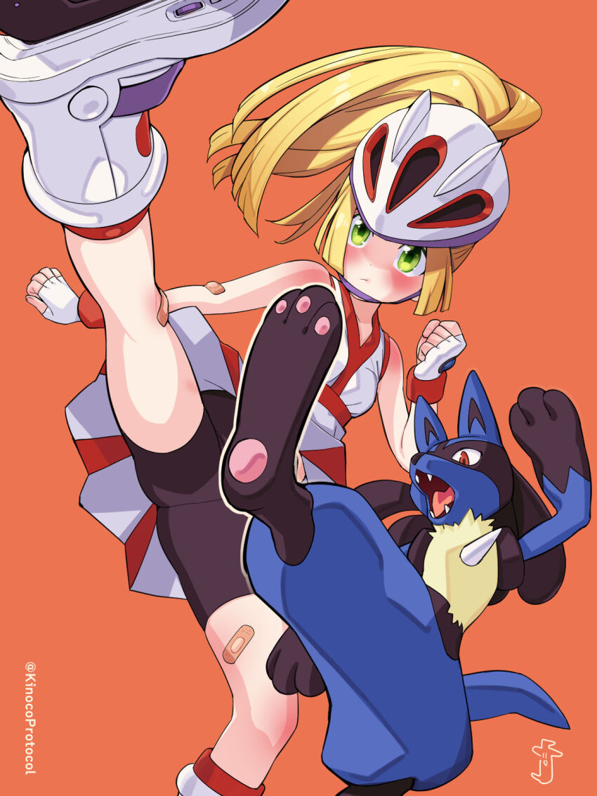 1girl, bad_id, bad_twitter_id, bandaid, bandaid_on_arm, bandaid_on_leg, bare_arms, bike_shorts