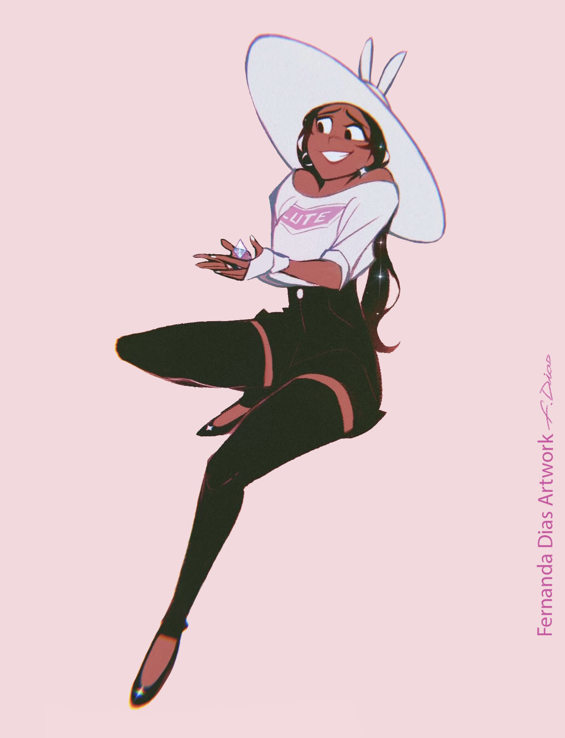 1girl, animal_hat, artist_name, bare_shoulders, black_footwear, black_hair, black_leggings, black_shorts