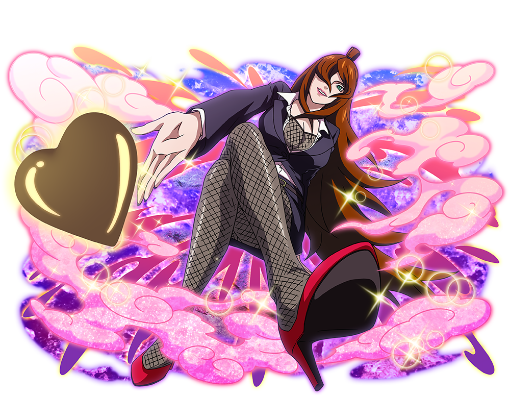 1girl, alternate_costume, brown_hair, fishnet_pantyhose, fishnets, full_body, green_eyes, hair_over_one_eye