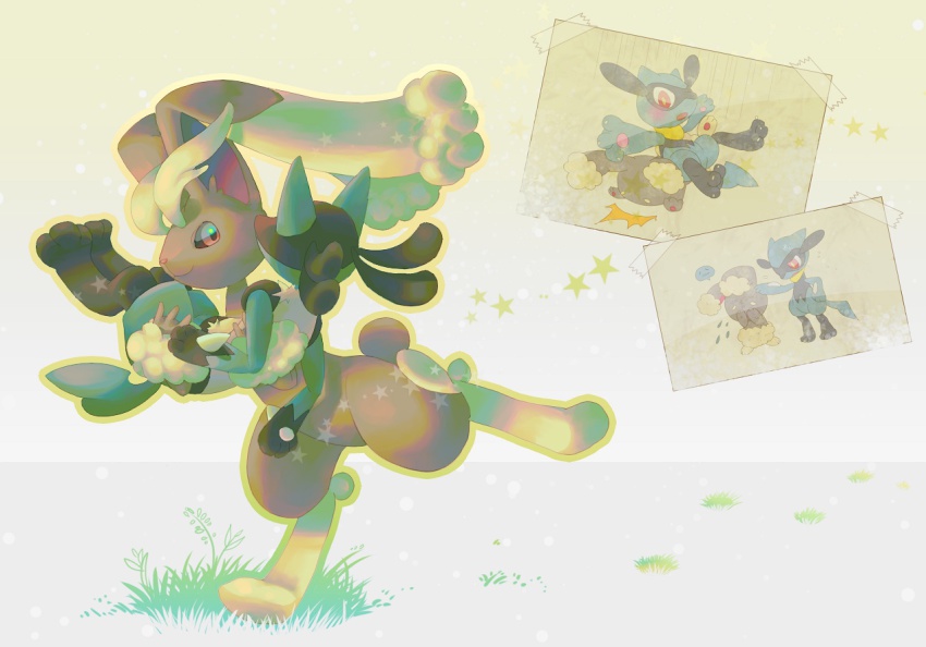 1boy, 1girl, animal_ears, animal_nose, buneary, carrying, couple, furry, furry_female, furry_male, gen_4_pokemon, hetero, hinekure, interspecies, lopunny, lucario, nintendo, pokemon, pokemon_(creature), pokephilia, princess_carry, rabbit_ears, riolu, running, twintails