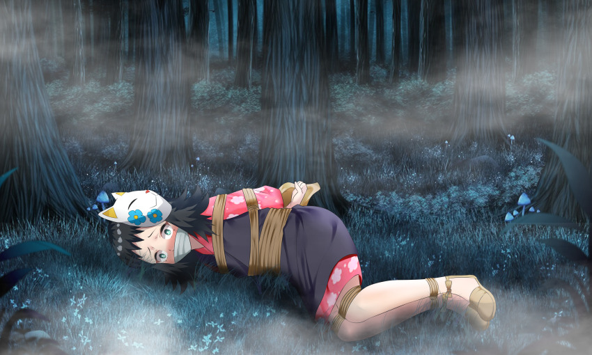 1girl, absurdres, arms_behind_back, bdsm, bondage, bound, child, clenched_hand