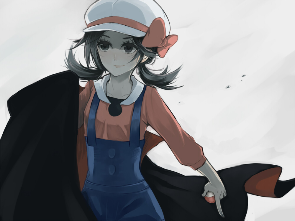00s, 1girl, bad_id, bad_pixiv_id, brown_eyes, brown_hair, cape, female_focus, hat, holding, holding_poke_ball, lyra_(pokemon), nintendo, nokisita3412, overalls, poke_ball, pokemon, pokemon_heartgold_and_soulsilver, smile, solo