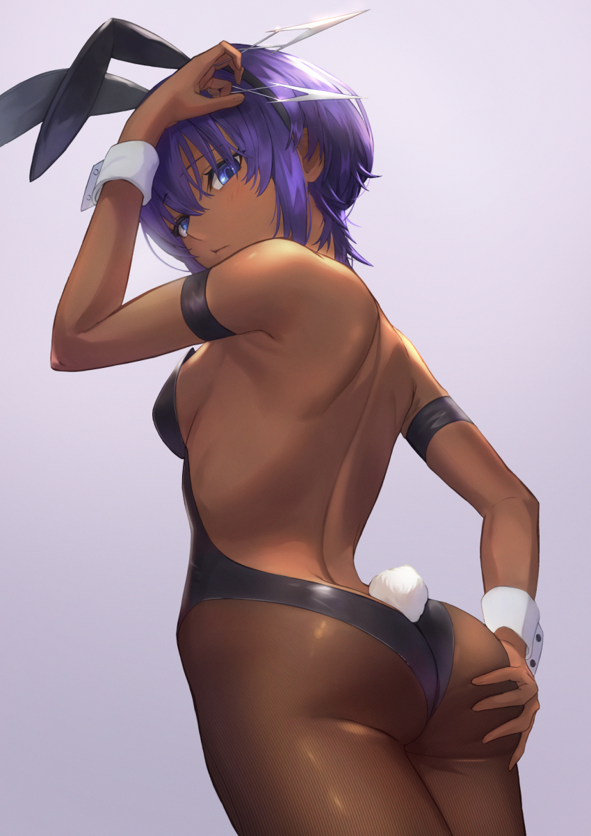 1girl, animal_ears, announ_(kurotya), ass, back, backless_outfit, bare_back, bare_shoulders