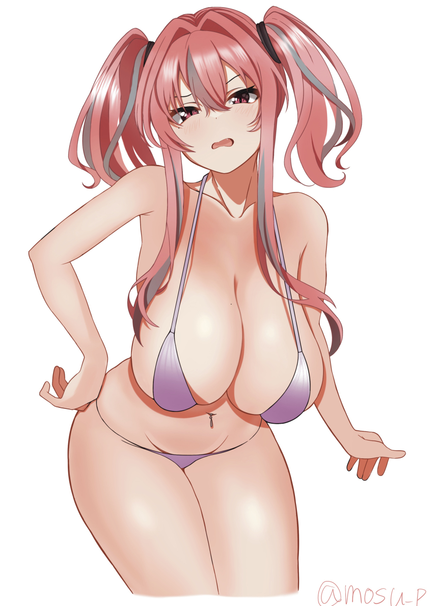 1girl, absurdres, azur_lane, bikini, black_ribbon, breasts, bremerton_(azur_lane), cleavage