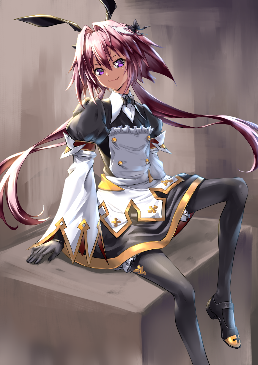 1boy, astolfo_(fate), astolfo_(saber)_(fate), black_bow, black_bowtie, black_gloves, black_ribbon, bow