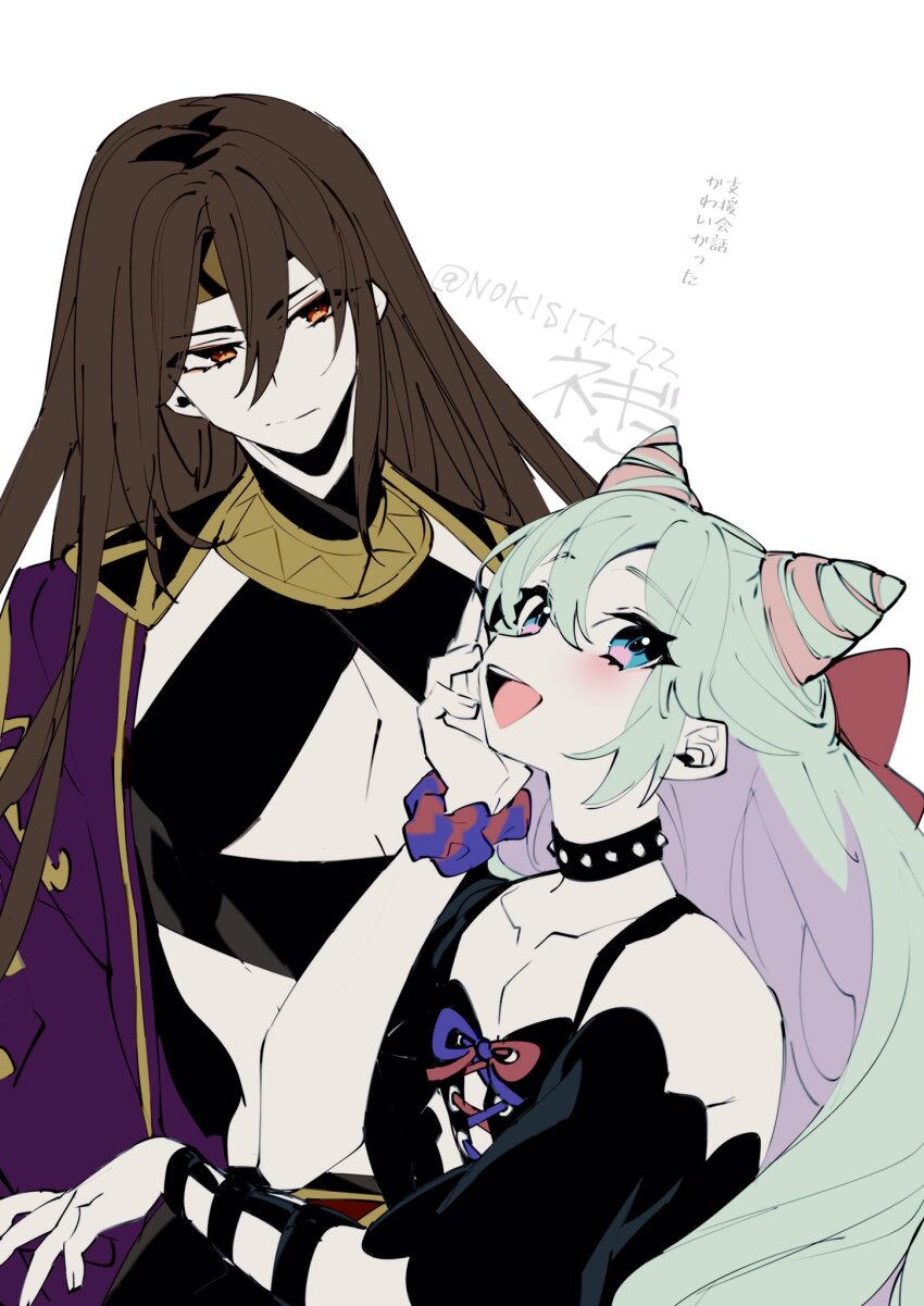 2boys, androgynous, blue_eyes, blue_hair, eyelashes, fire_emblem, fire_emblem_engage, gloves