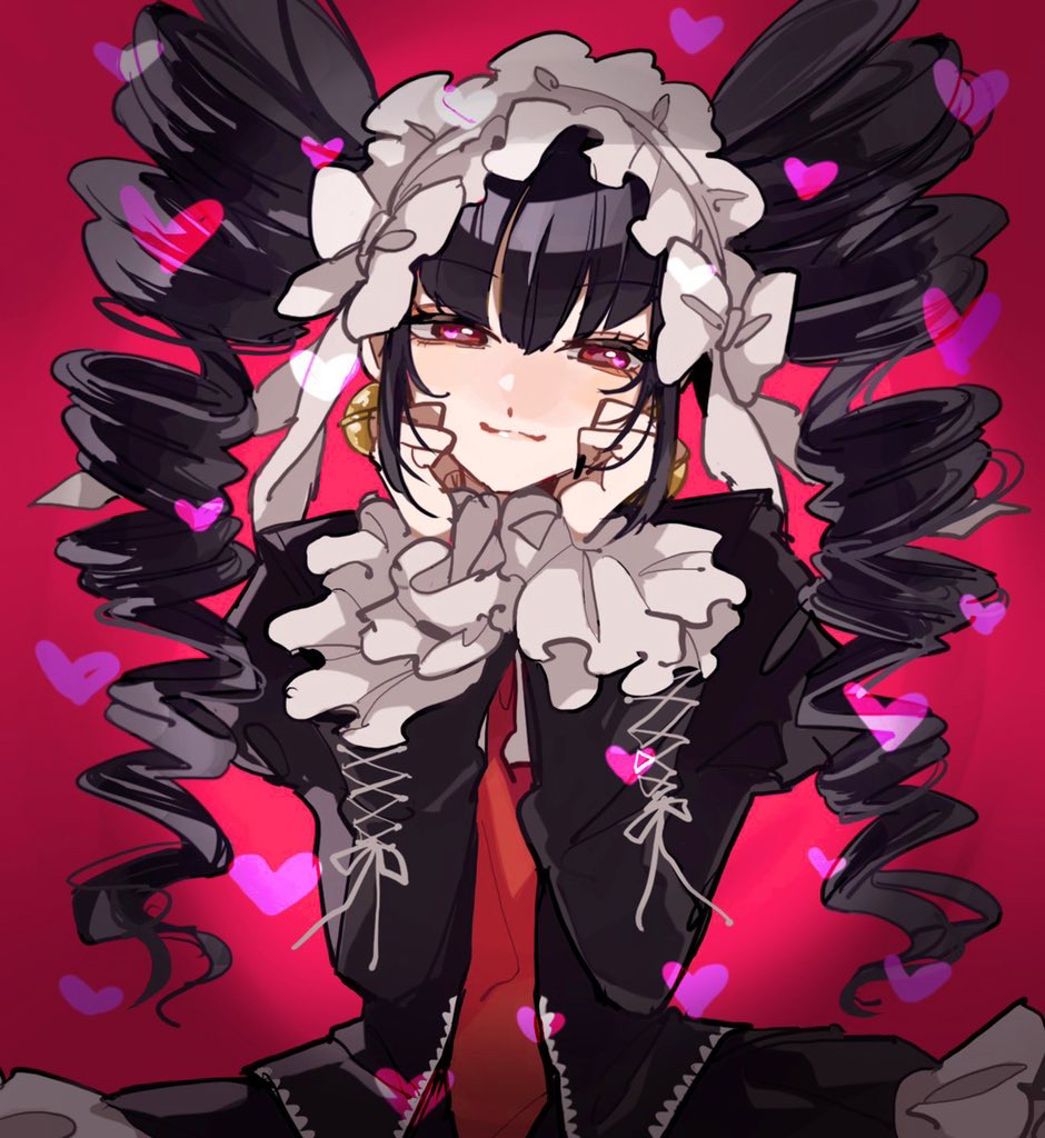 1girl, black_hair, black_nails, bonnet, celestia_ludenberg, closed_mouth, danganronpa:_trigger_happy_havoc, danganronpa_(series)