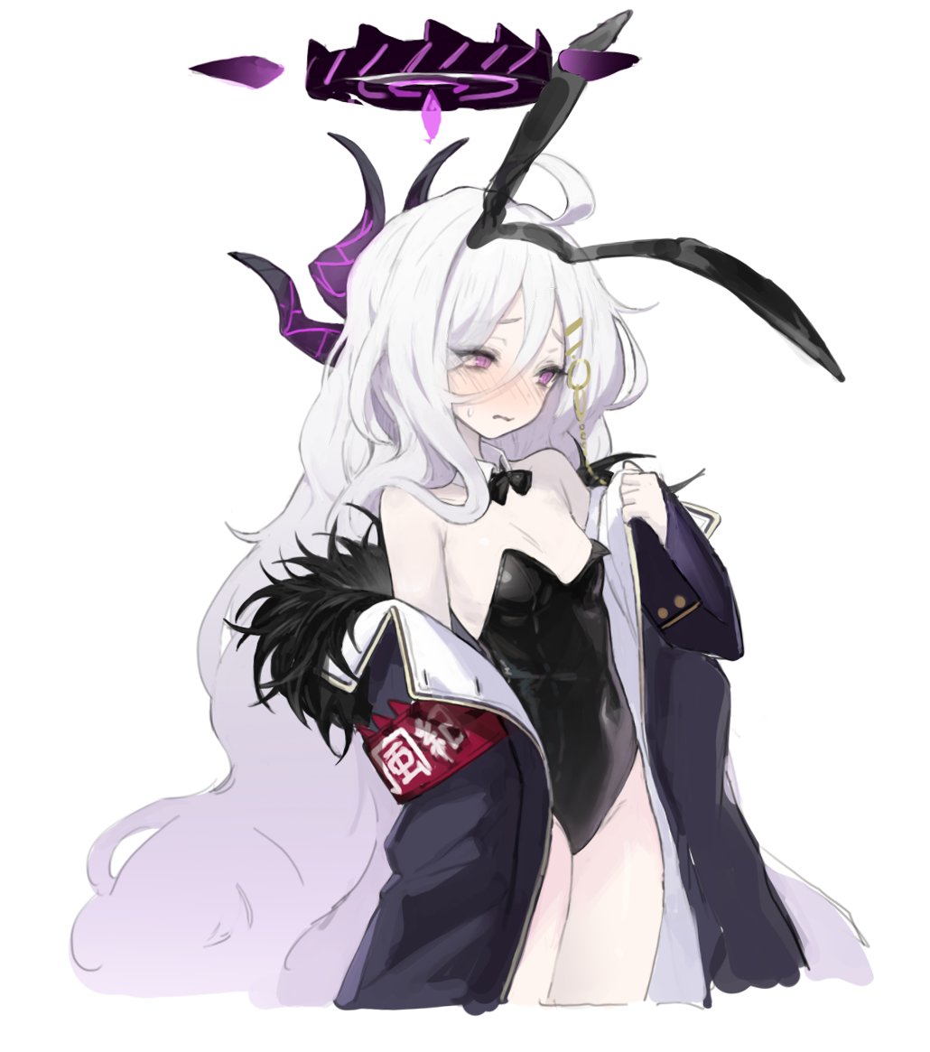 1girl, ahoge, animal_ears, bare_legs, black_bow, black_bowtie, black_leotard, blue_archive