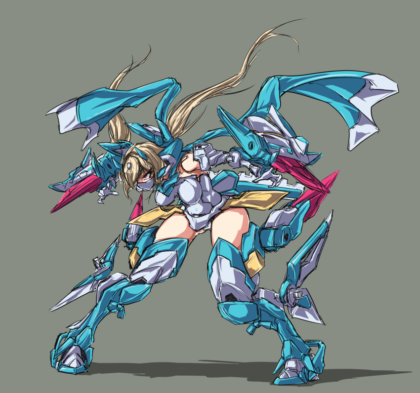 1girl, armor, asura_ninja, asura_ninja_aoi, blonde_hair, blue_scarf, botda, breasts