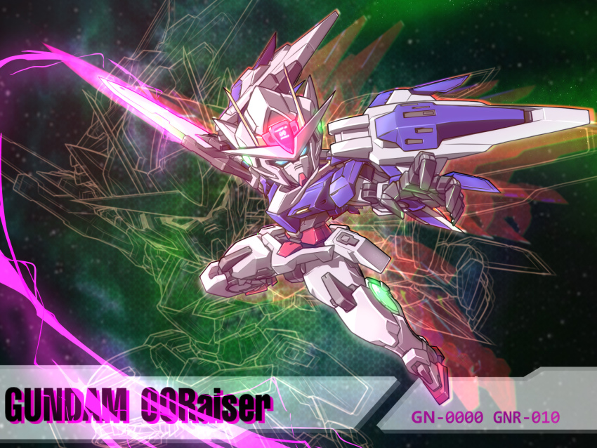00_gundam, 00_raiser, afterimage, blue_eyes, character_name, chibi, commentary, english_commentary