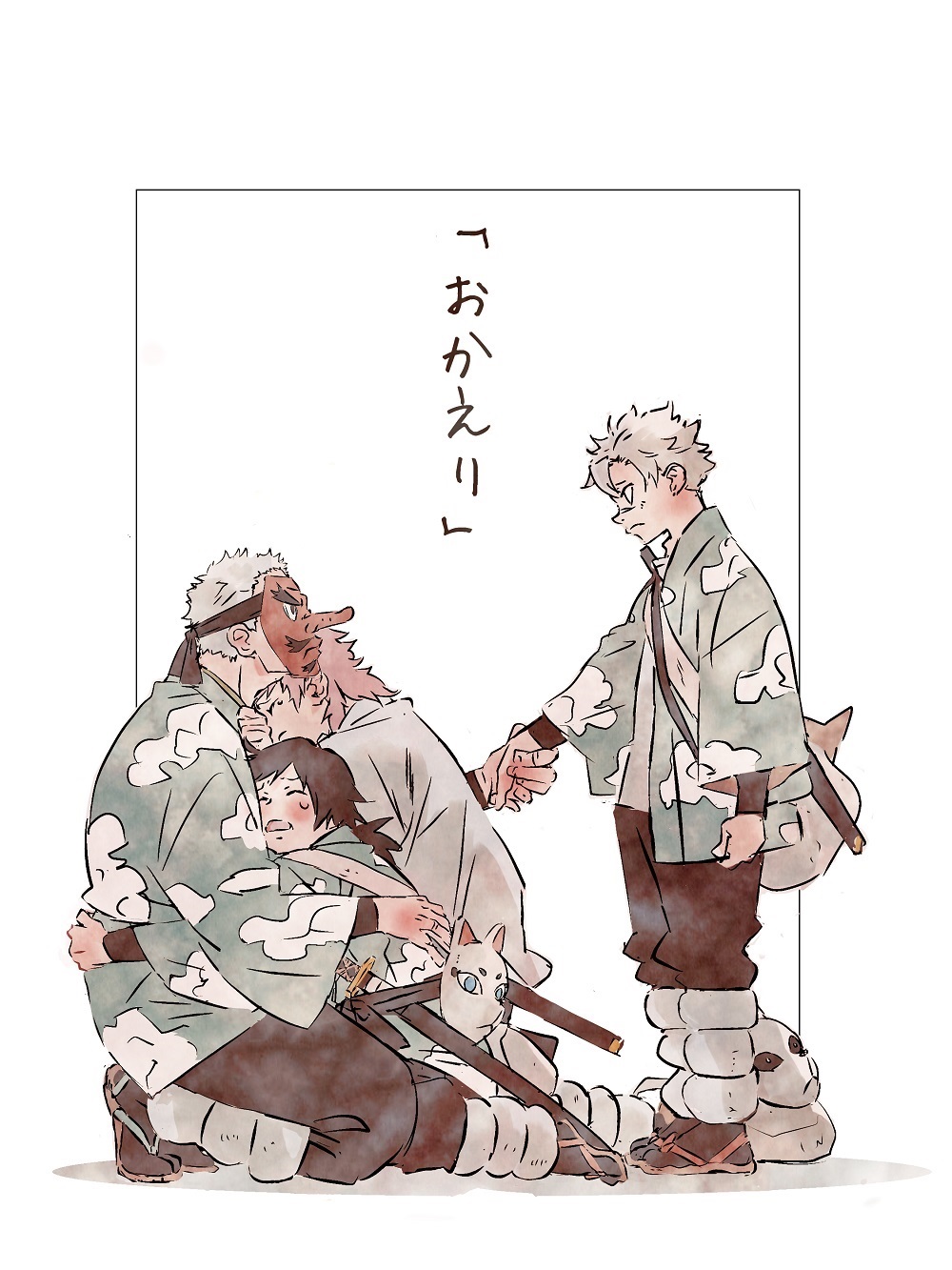 4boys, aged_down, alternate_universe, black_pants, black_socks, blue_jacket, child, closed_eyes