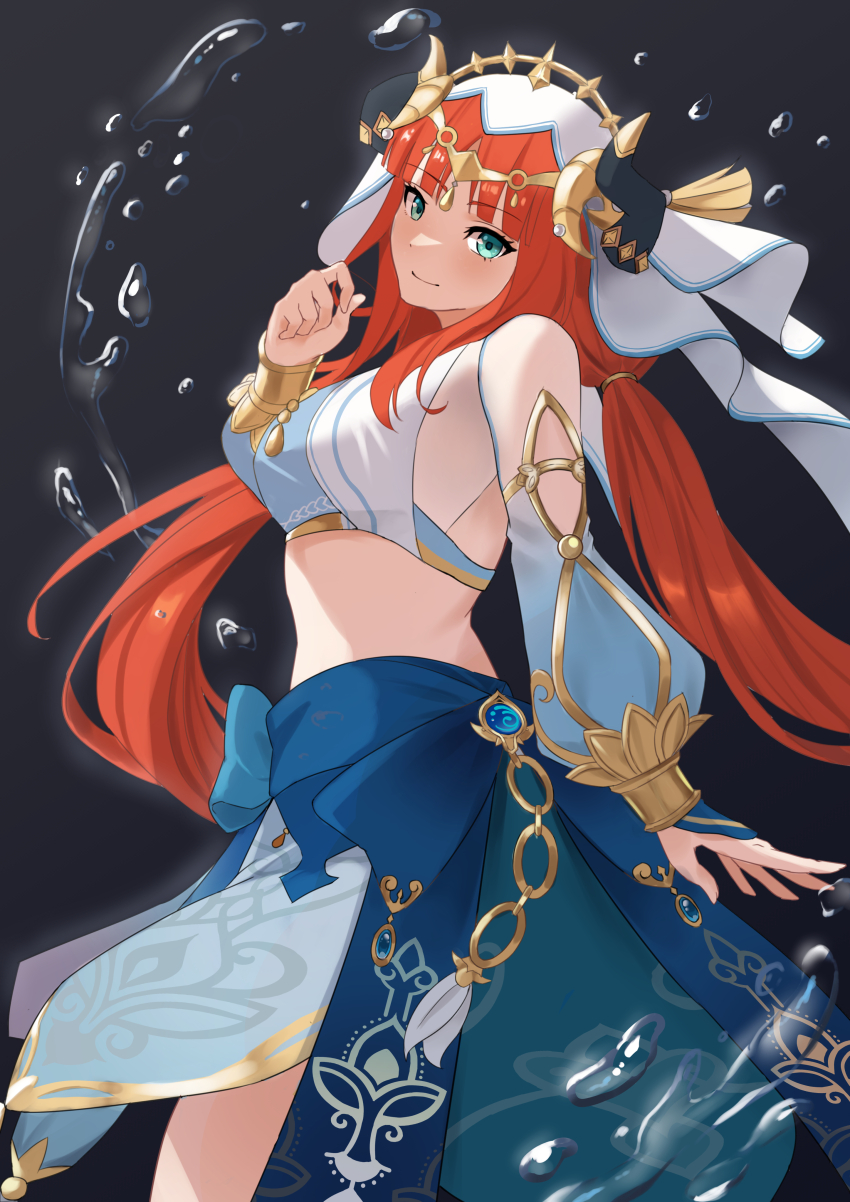 1girl, absurdres, aqua_eyes, black_background, breasts, closed_mouth, cowboy_shot, dscreation_(alan_dwi29)