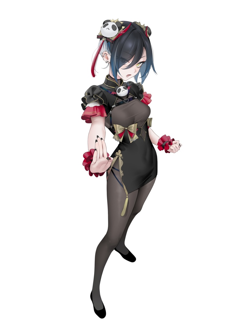 1girl, alternate_costume, alternate_hairstyle, azur_lane, bow, breasts, chest_harness, china_dress