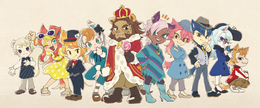 5boys, 5girls, :3, ;3, ;d, animal_crossing, animal_crossing:_new_horizons, animal_ears