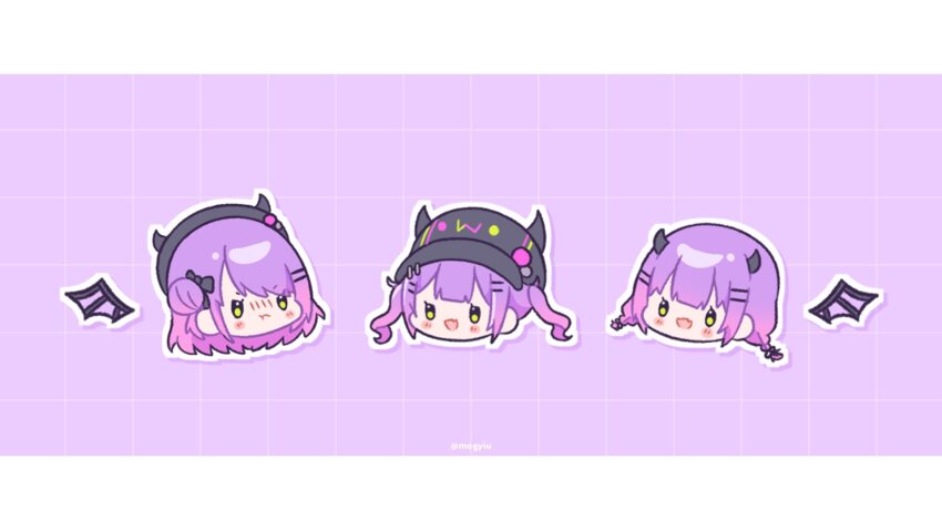 1girl, baseball_cap, bat_wings, bibi_(tokoyami_towa), black_bow, black_headwear, blush_stickers, bob_cut