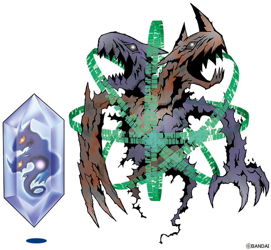 bandai, claws, copyright_name, digimoji, digimon, floating, full_body, glowing