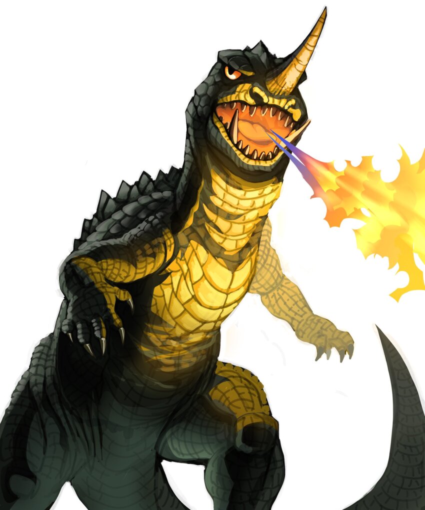 alex_alcanter, blue_fire, breath_weapon, breathing_fire, claws, dinosaur, fire, highres