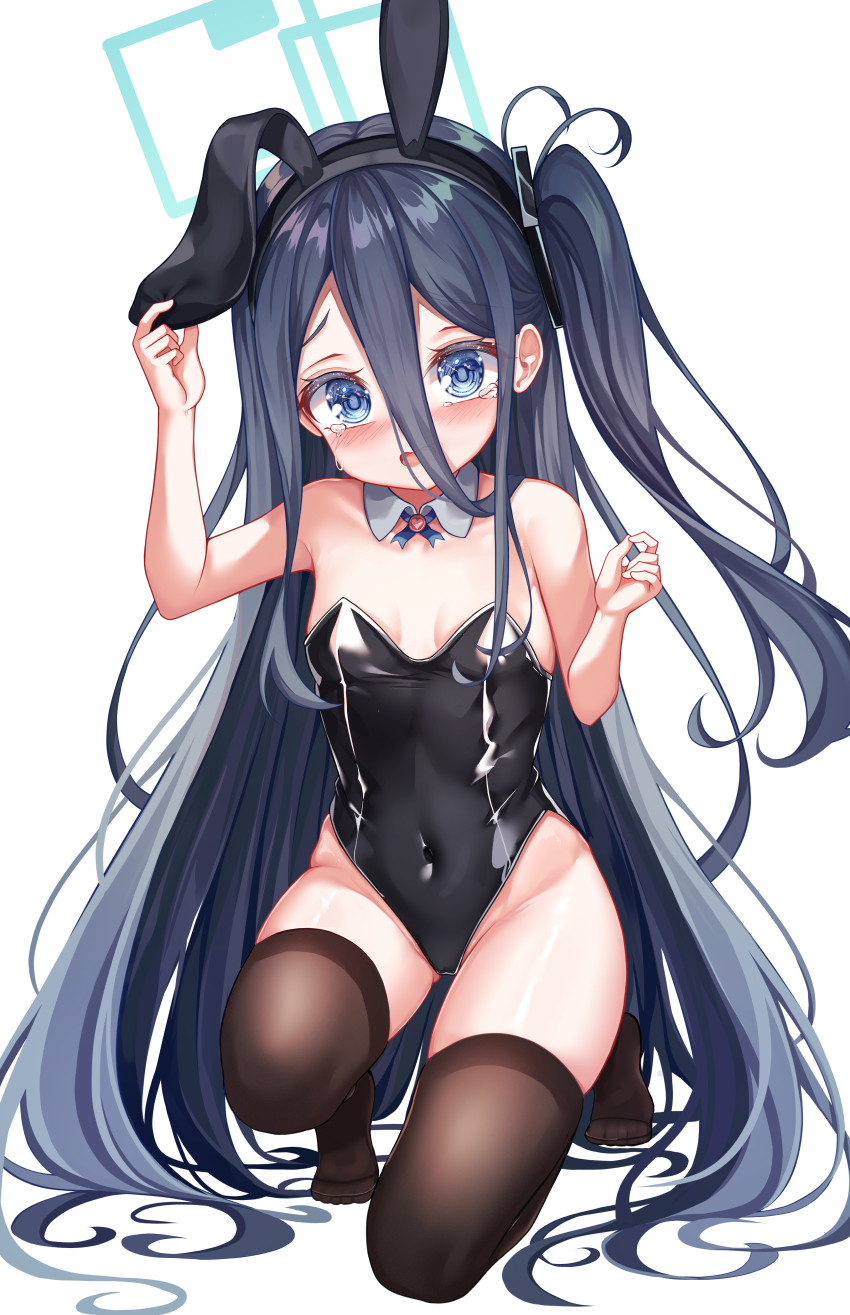 1girl, absurdly_long_hair, absurdres, animal_ears, apple_mango, aris_(blue_archive), black_hair, black_leotard