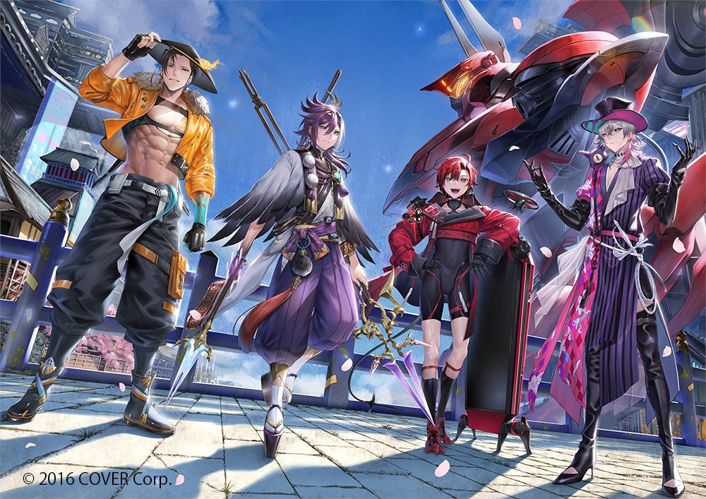 2016, 4boys, :d, abs, ajirogasa, aqua_hair, architecture, argyle_clothes