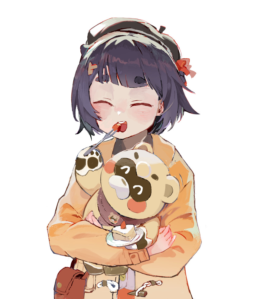 1girl, :d, ^_^, absurdres, alternate_costume, bag, banfenxuhuan899, beret