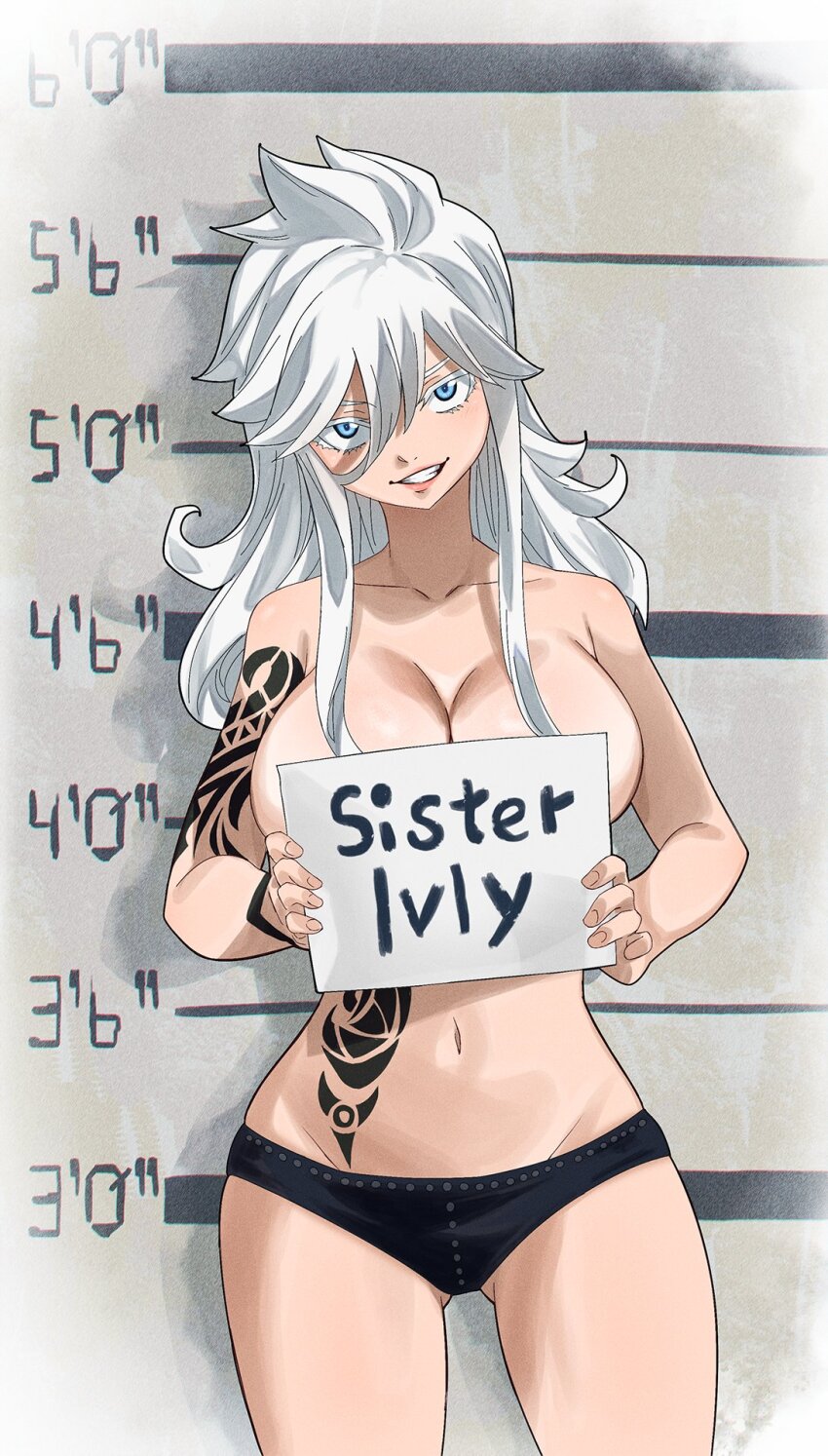 1girl, blue_eyes, breasts, cleavage, colorized, convenient_censoring, eden's_zero, gaston18