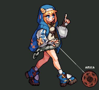 1boy, androgyne_symbol, arikacoco, black_gloves, black_skirt, blonde_hair, blue_eyes, bridget_(guilty_gear)