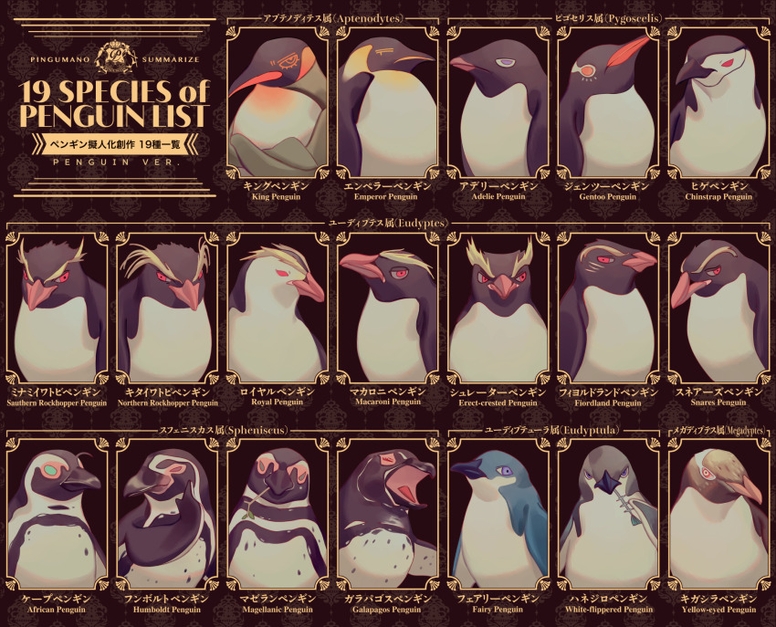 6+others, adelie_penguin, adelie_penguin_(penguin_gentlemen), african_penguin, african_penguin_(gentleman_penguin), animal_focus, bird, blue_eyes