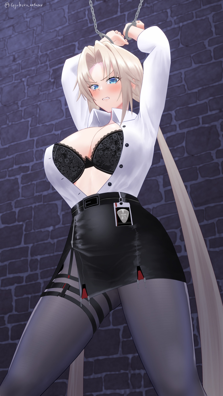 1girl, absurdres, azur_lane, belt, black_belt, black_bra, black_choker, black_gloves