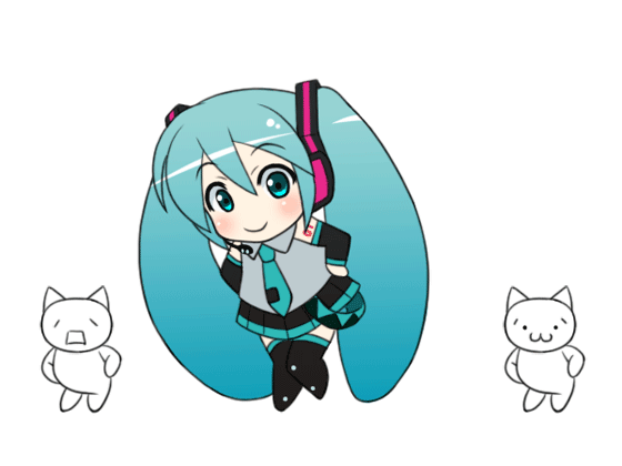 1girl, 2channel, :3, animated, animated_gif, aqua_eyes, aqua_hair, cat