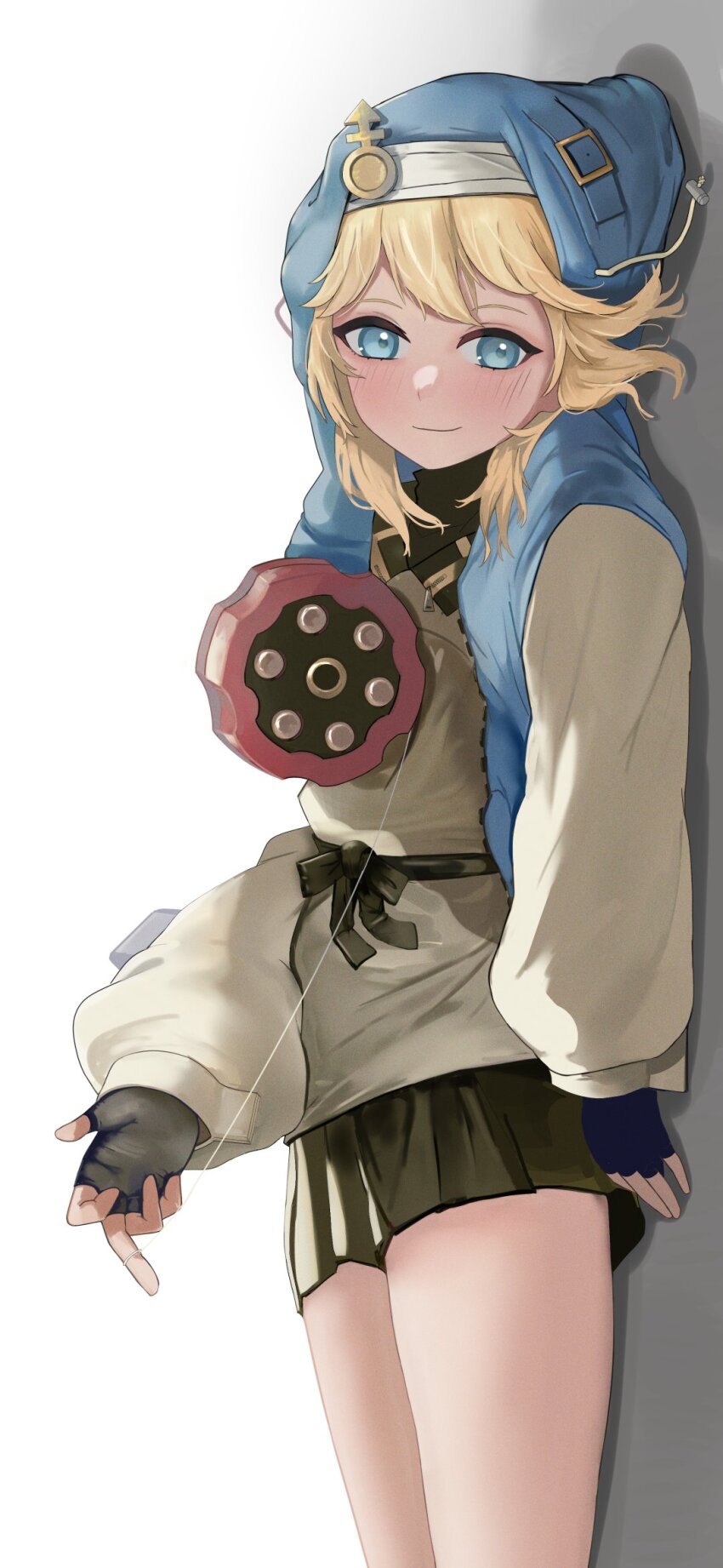 1boy, androgyne_symbol, aqua_eyes, bike_shorts, bike_shorts_under_skirt, black_skirt, blonde_hair, blue_eyes