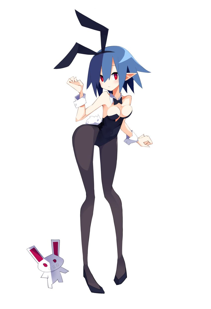 1girl, absurdres, alternate_costume, animal_ears, bare_shoulders, black_pantyhose, blue_hair, breasts