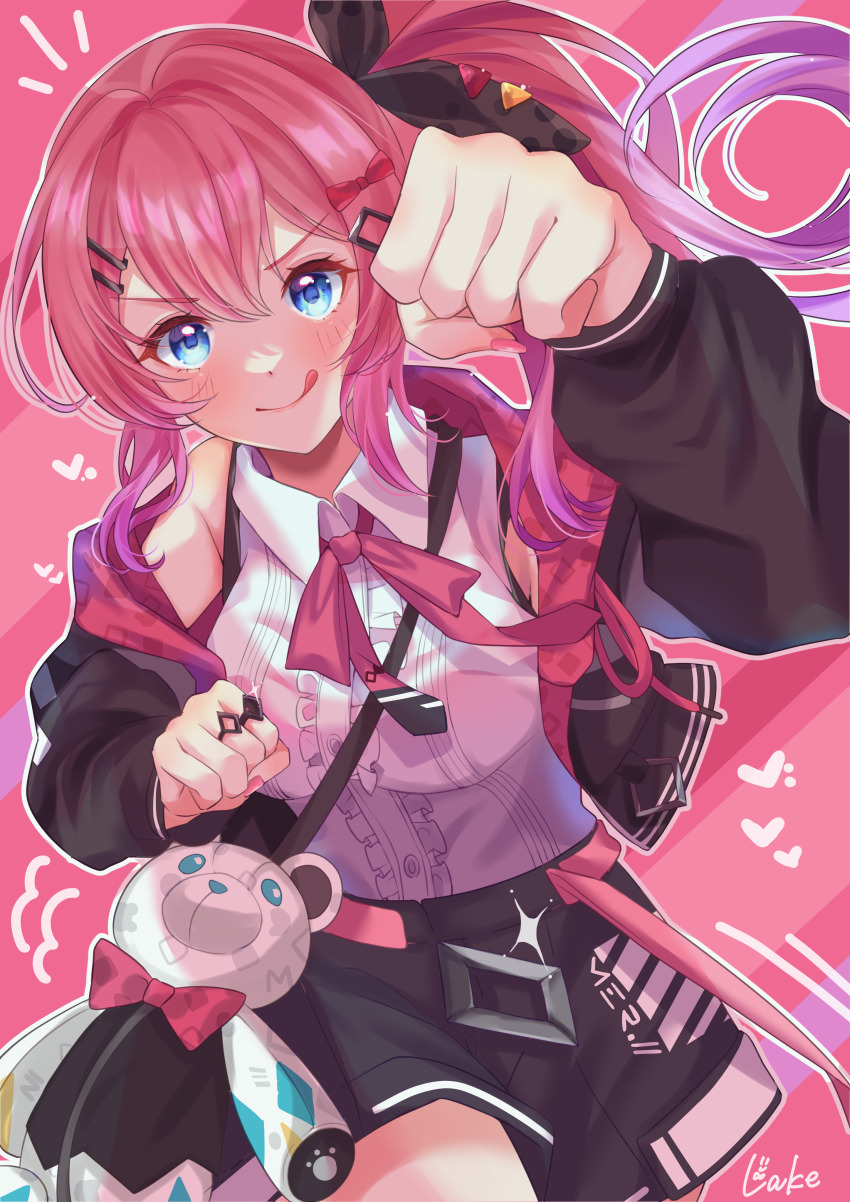 1girl, :d, absurdres, artist_name, bare_shoulders, black_bow, blue_eyes, bow