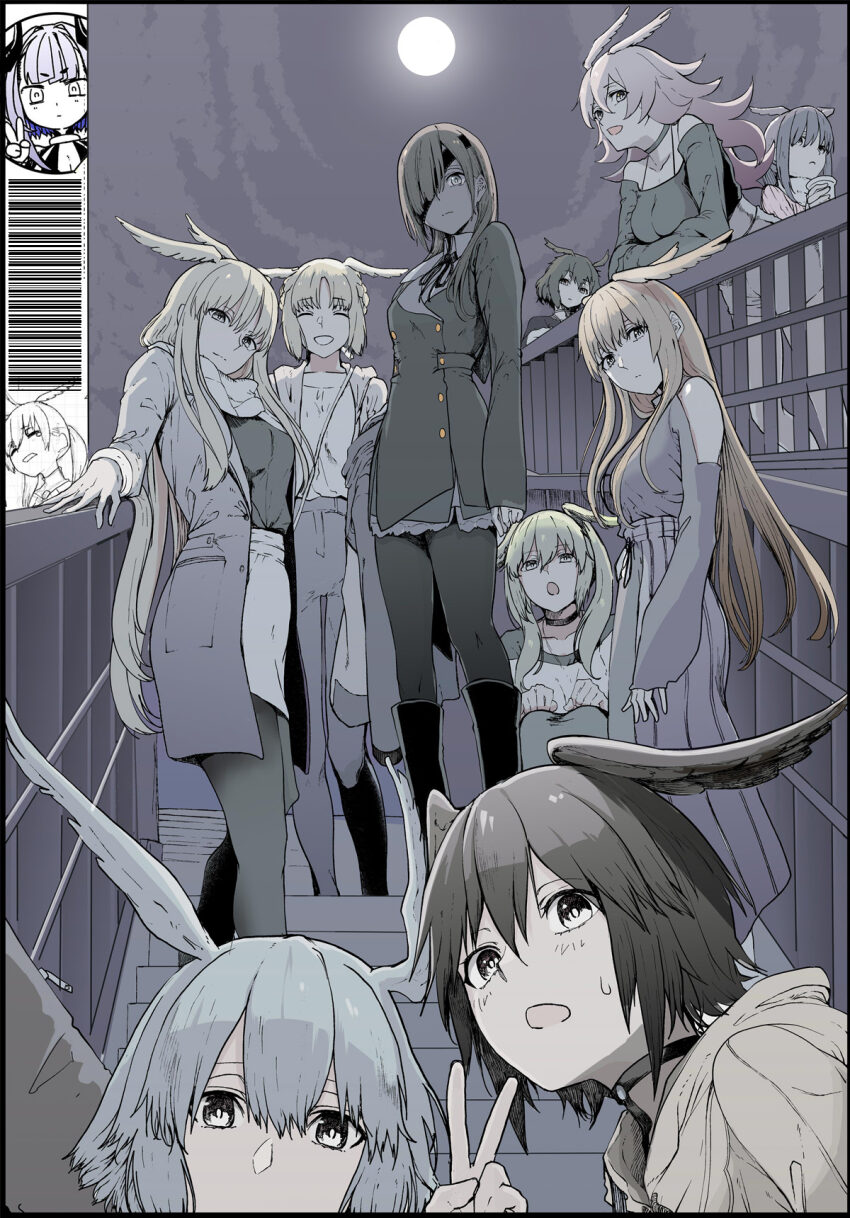 6+girls, :o, alternate_costume, aslaug_(fate), aunt_and_niece, black_dress, black_hair, black_pantyhose