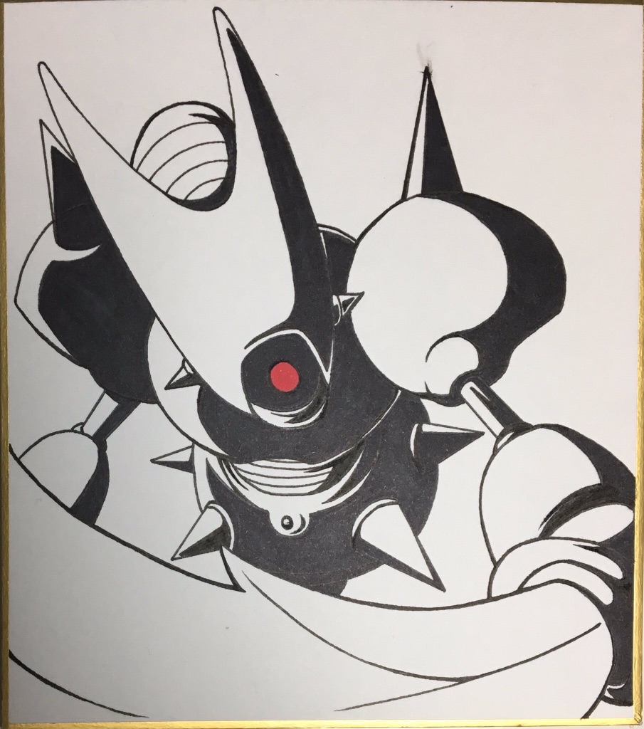 commentary_request, dragon_quest, high_contrast, overkilling_machine_(dragon_quest), looking_at_viewer, no_humans, one-eyed, photo_(medium)