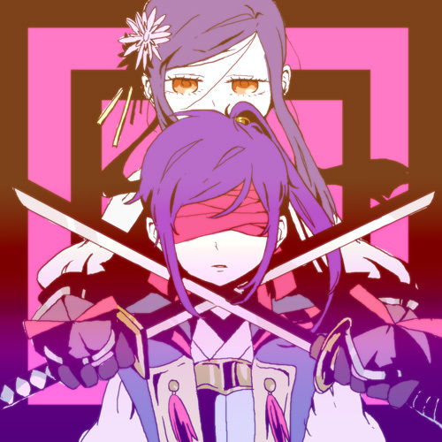 artist_request, atlus, bad_id, bad_pixiv_id, blindfold, blue_hair, colored_blindfold, dual_wielding