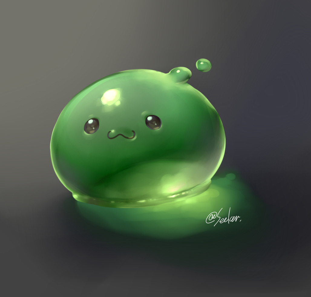 :3, commentary_request, full_body, grey_background, no_humans, poporing, ragnarok_online, reflective_floor