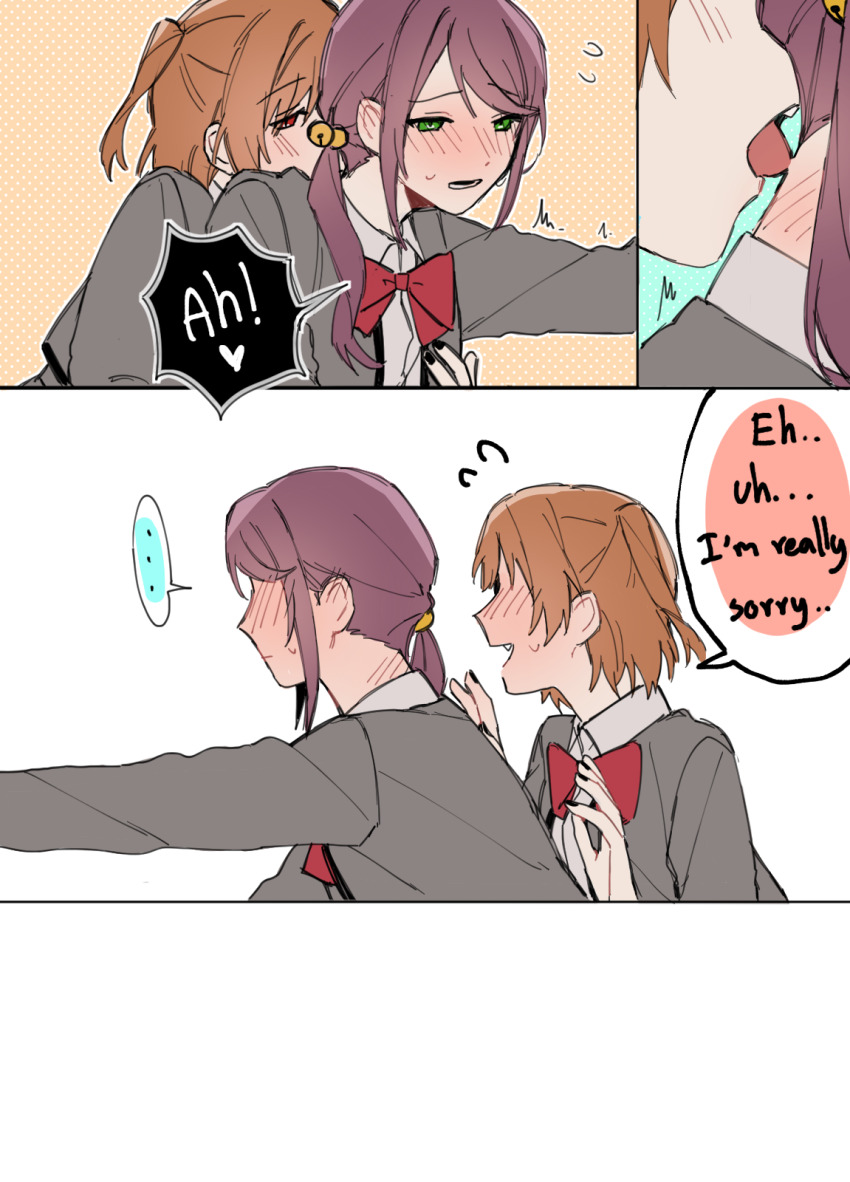 !, ..., 2girls, aijo_karen, bell, black_nails, blazer, blush