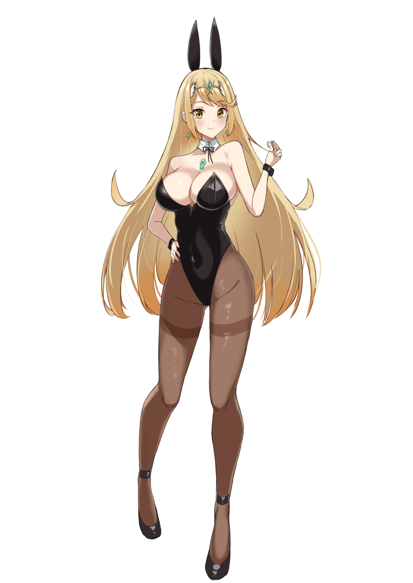 1girl, absurdres, alternate_costume, animal_ears, aotsuba, bare_shoulders, black_leotard, blonde_hair