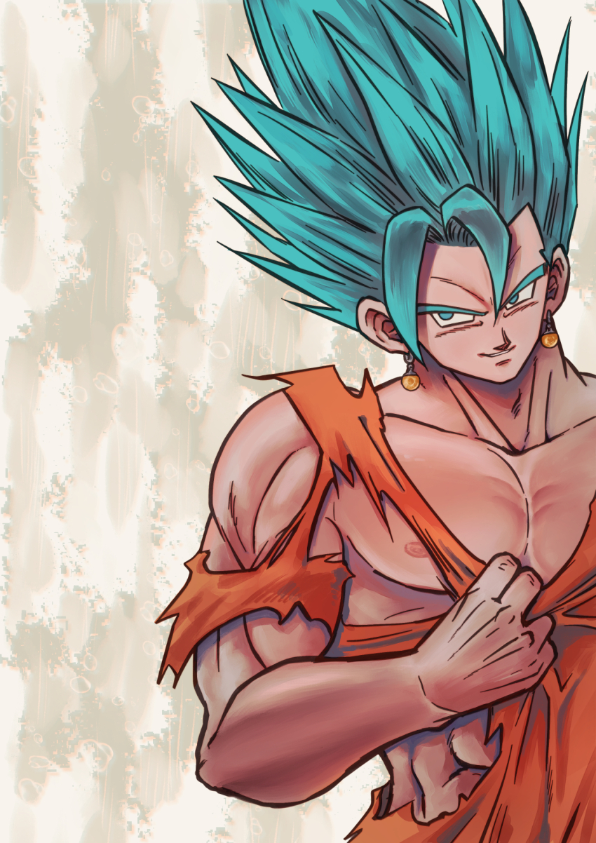 1boy, abs, alto_(natsusansai), blue_eyes, blue_hair, commentary_request, dragon_ball, dragon_ball_super