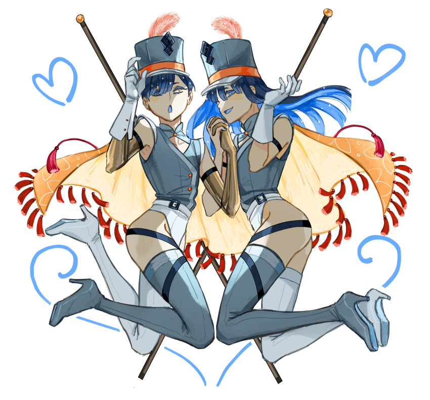 2others, :o, absurdres, adapted_uniform, alternate_costume, alternate_uniform, androgynous, arm_strap