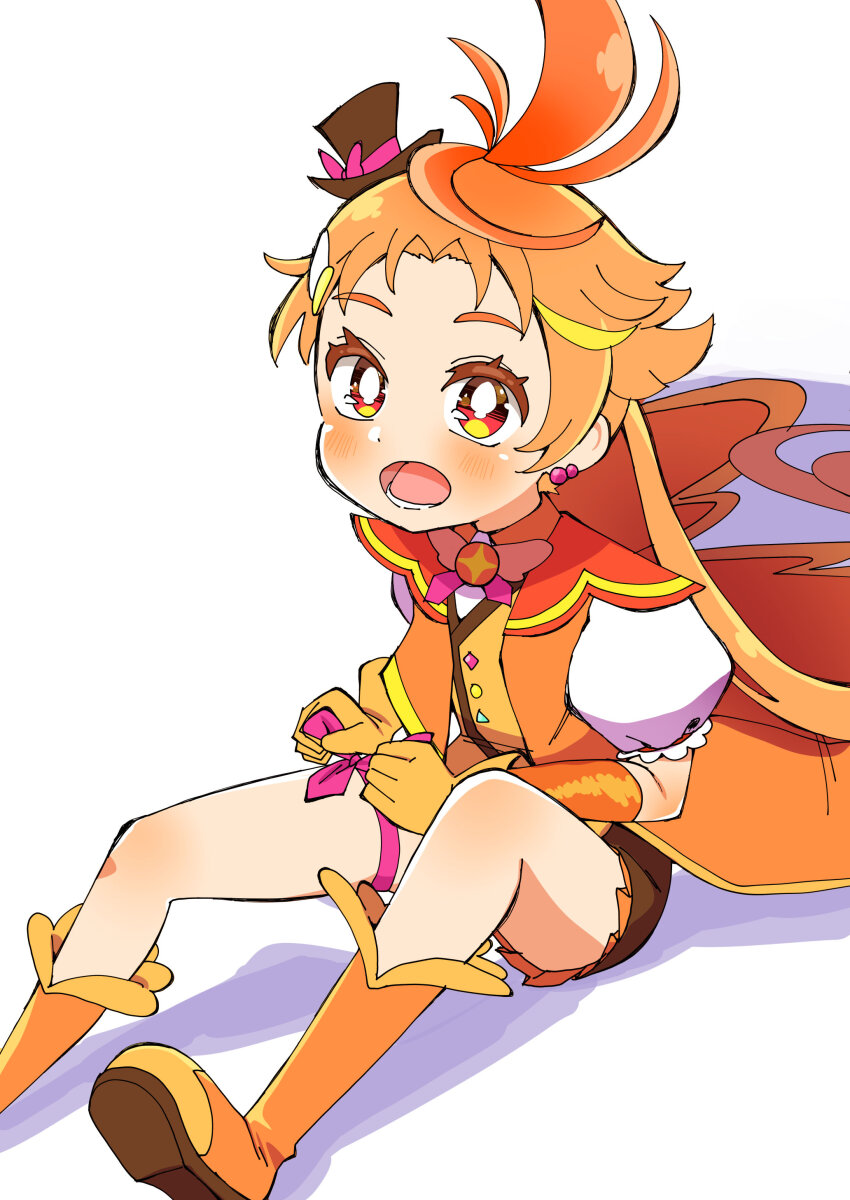 1boy, absurdres, blush, boots, brooch, cure_wing, earrings, gloves